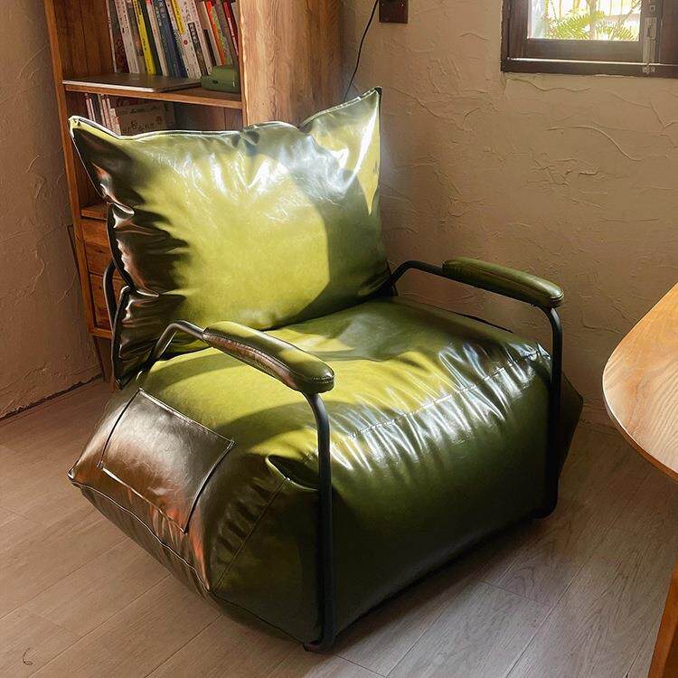 r^北欧懒人沙发单人休闲榻榻米躺椅小户型工业风复古咖啡厅铁艺沙