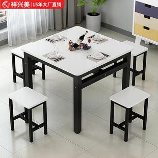饭店餐桌椅组合简易长方形现代简约家用吃饭快餐桌小吃实木小户型