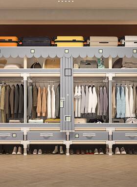 22管屉布衣全钢架加粗加厚家柜用卧室易出租房抽用简衣柜结BYC实