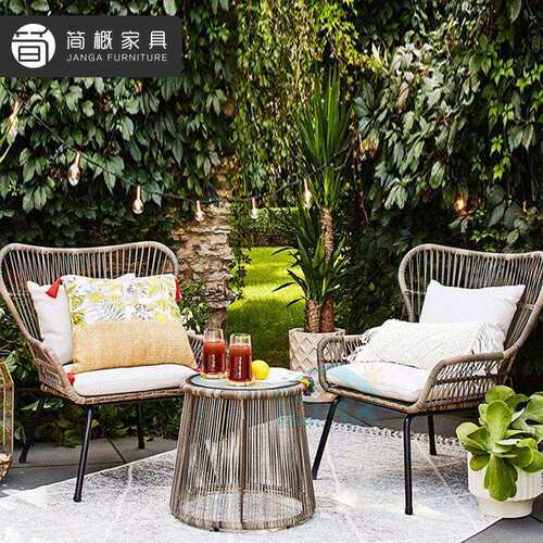 户外庭院花园沙发椅休闲别墅露台桌椅茶几组合简约小户型露天藤椅