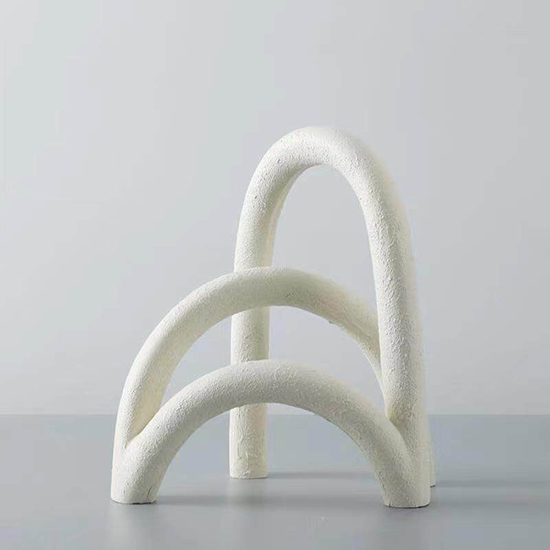 现代简约样板房树脂拱形桥设计师摆件客厅电视柜几何创意软装摆设