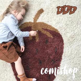 DDD 可爱水果柔软地毯儿童房植绒床边毯客厅防滑草莓菠萝卡通地垫