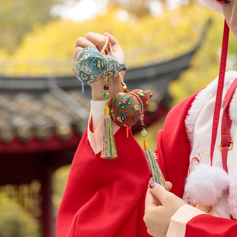 端午节葫芦艾叶香囊古风中式小挂件五彩绳节日礼品可替换香料香包