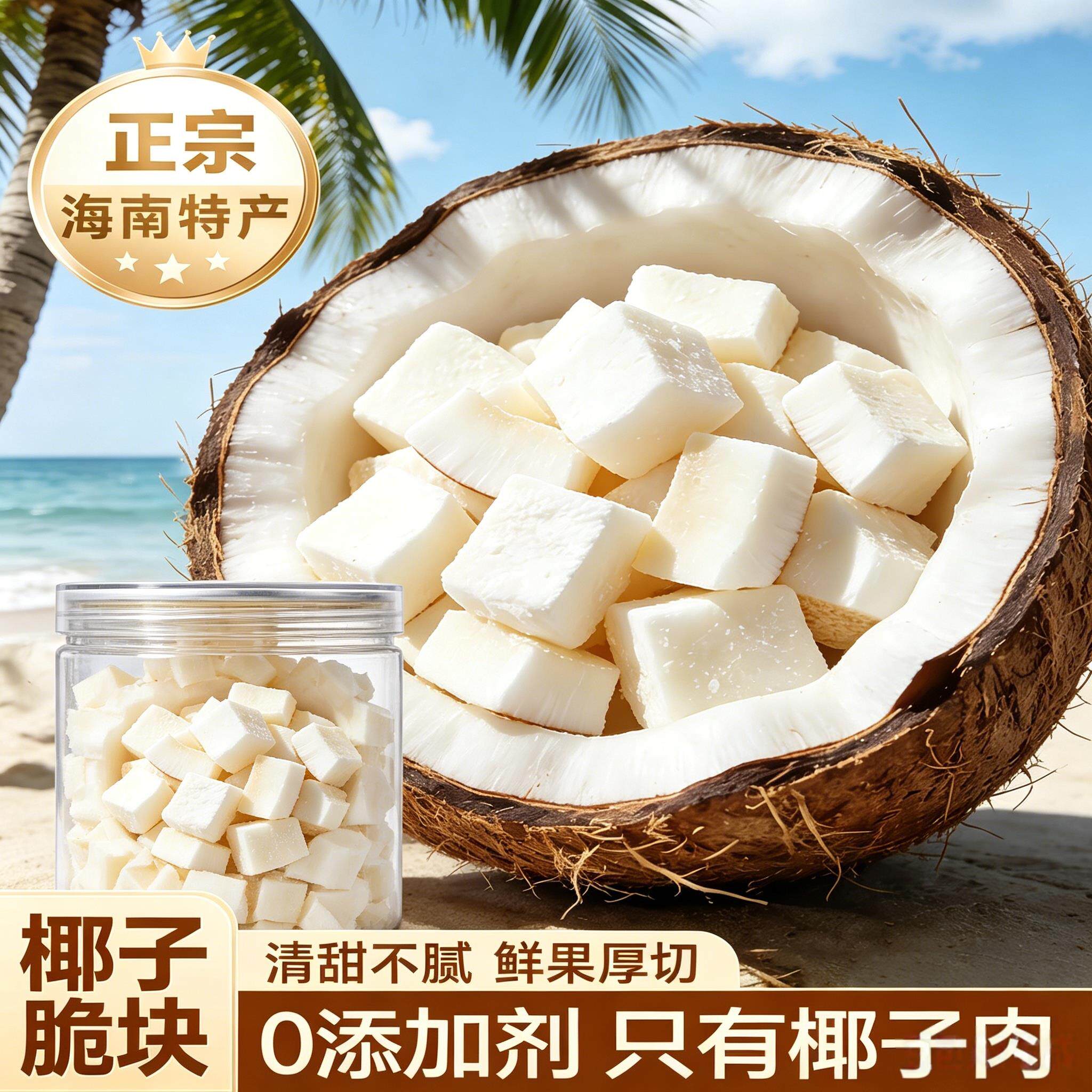 海南特产椰子脆块特产小椰肉块脆片椰子角高端零食正品官方旗舰店
