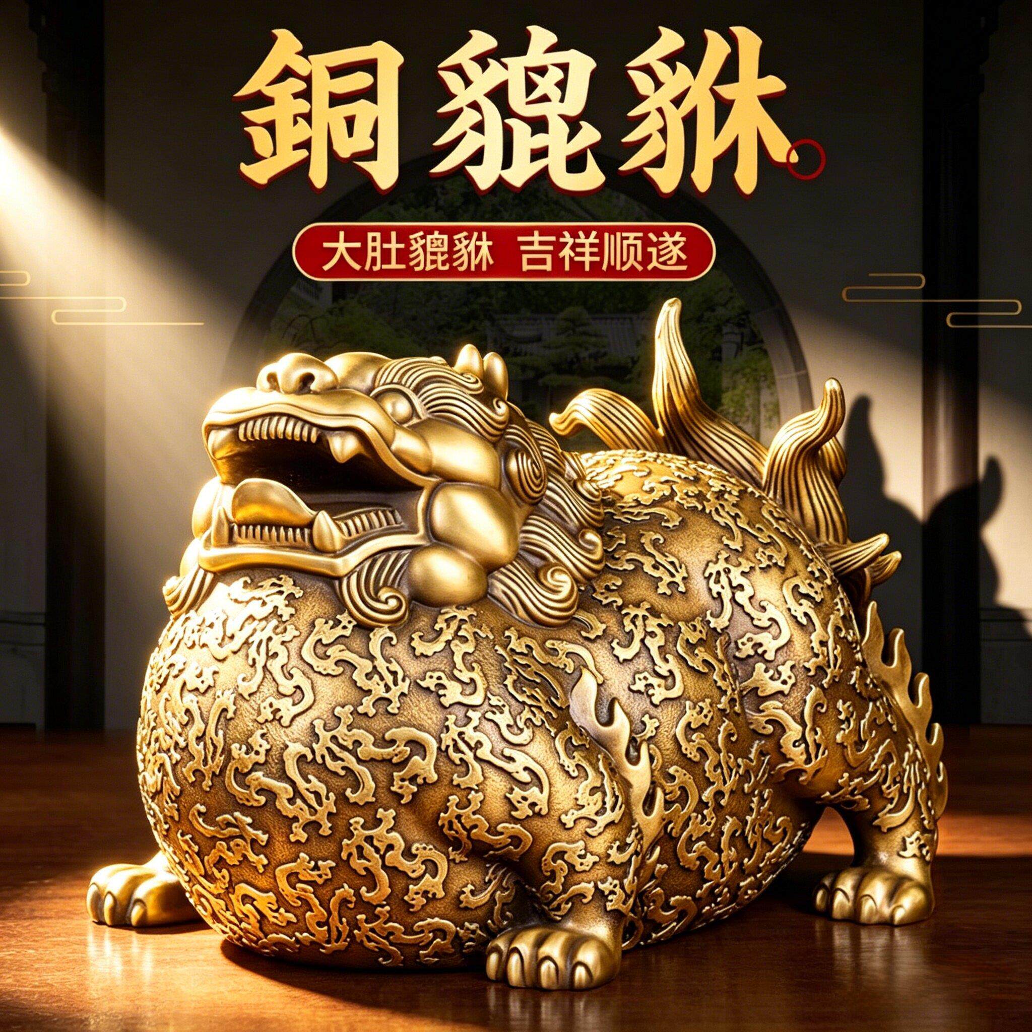 【老师推荐】纯黄铜貔貅摆件实心一对招财聚财家居店铺办公室礼品