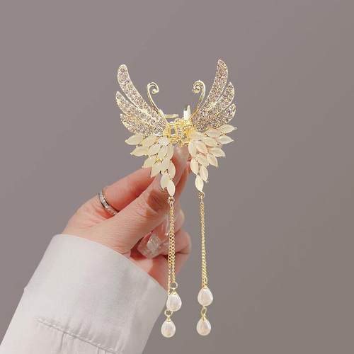 发卡~超仙猫眼石蝴蝶发夹后脑勺