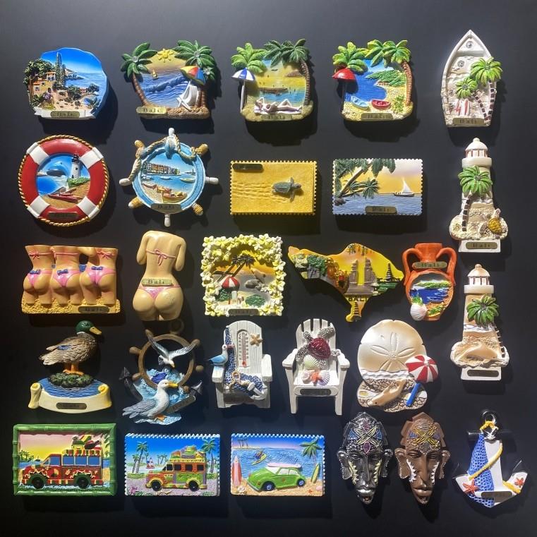 印度尼西亚巴厘岛创意立体海洋风旅游纪念品磁铁冰箱贴装饰工艺品