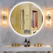 圆形圆卫生间智能镜子浴HL 026挂墙酒店防雾带灯化妆led摸屏发光