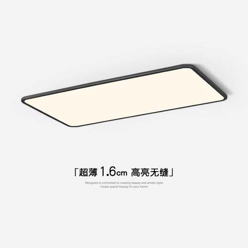 极简客厅灯超薄1.6cm无缝隙吸顶灯大厅主灯黑色全光谱新款卧室灯