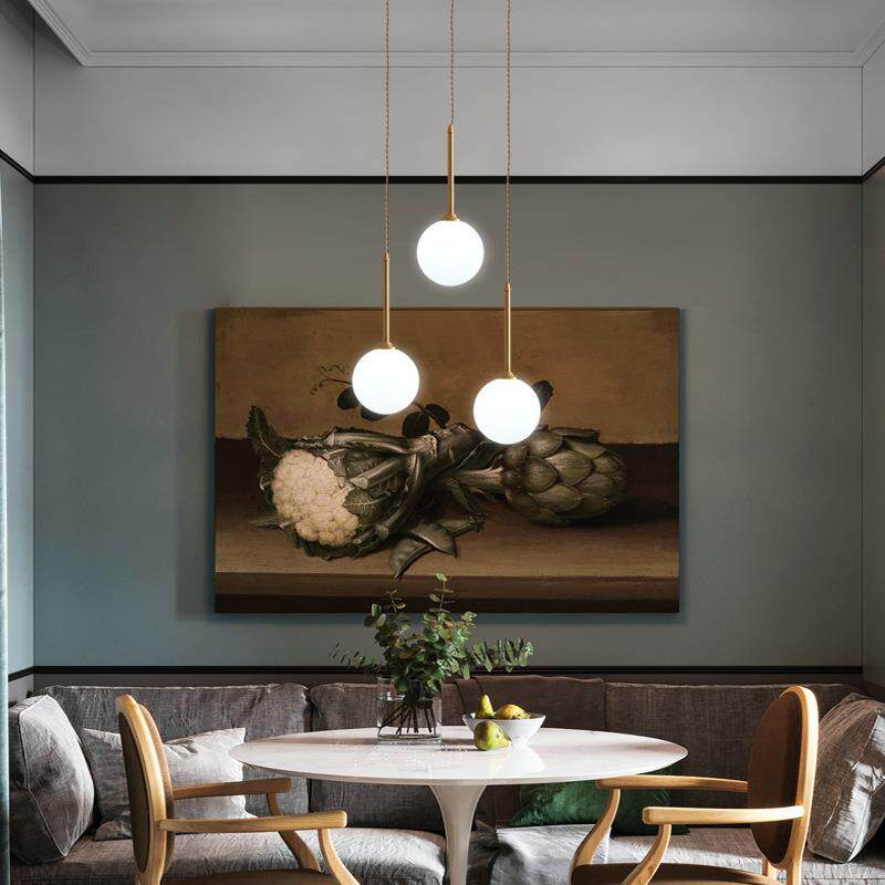 全铜轻奢清光玻璃三头餐厅吊灯 现代个性餐桌吧台灯简约灯具照明