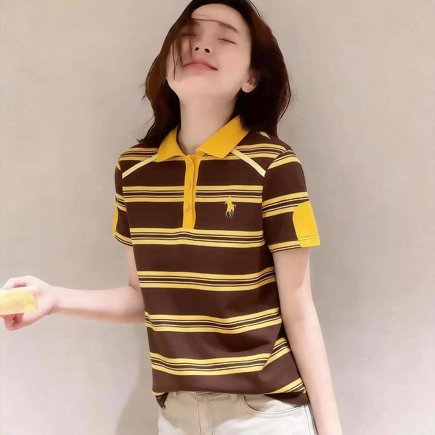 韩版黄色设计感时髦翻领短袖T恤女夏新款时尚减龄超好看上衣潮ins