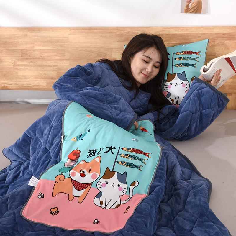 塞娅绒合娜水晶抱枕被子二一人加厚保暖懒毯ZS-2025-办公室午睡被