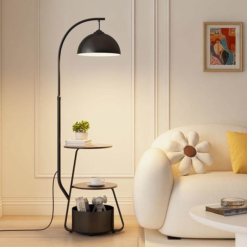中古风客厅沙发角落地灯新款置物收纳一体茶几灯奶油风卧室氛围灯