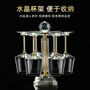 家用送乔迁礼水晶勃艮第高脚杯带盖 高档奢华描金红酒杯醒酒器套装