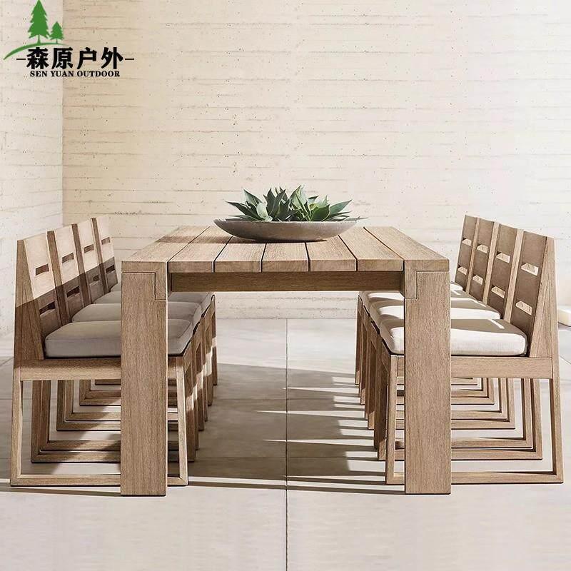 户外桌椅庭院别墅露台防水防晒柚木长桌室外露天花园防腐实木家具