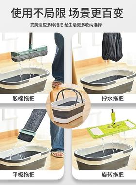 可折叠把桶长桶方形拖板拖地拖布桶家EJI用拖把盆单洗车涮地板平