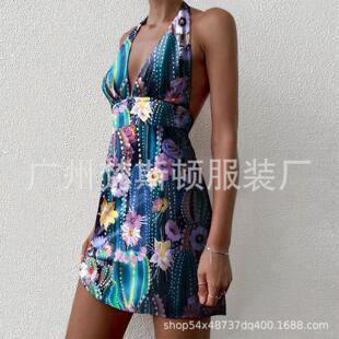 backless Women hanging neck dress