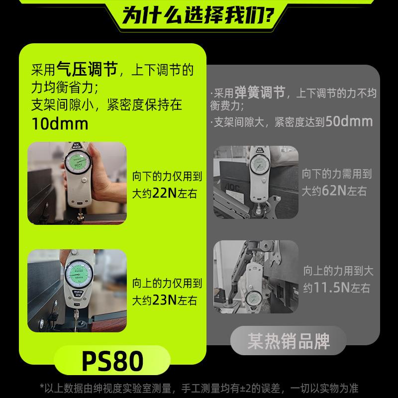 森迷升级款头部双扭簧结构显示器支架机械臂 电脑屏幕悬臂可升降