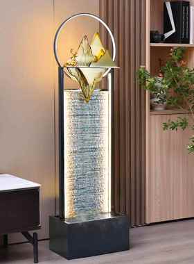 现代循环流水墙喷泉客厅办公室电视柜旁边瀑布落地装饰水幕墙摆件