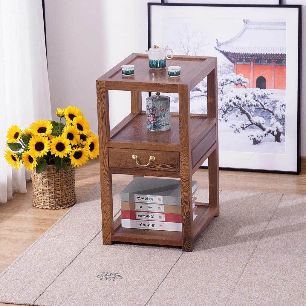 红木茶几鸡翅木沙发边几角几实木新中式小桌子复古家用床头小边几