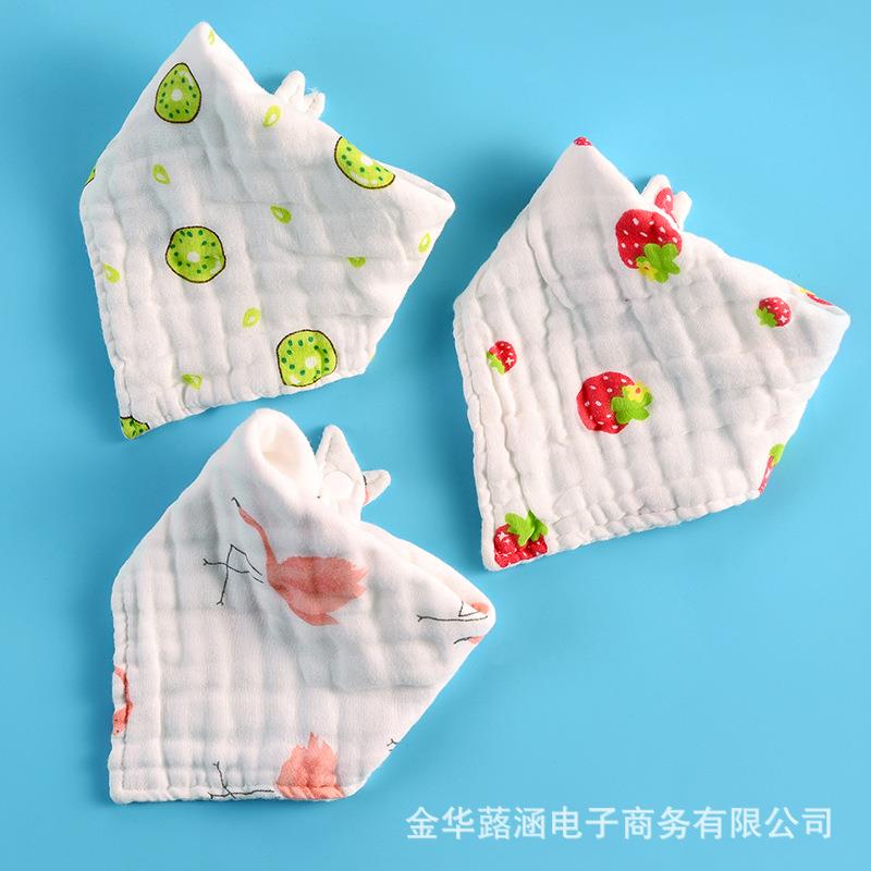 口水水/巾纯宝宝三角巾棉纱围嘴新生婴儿童围兜男吸布女双按扣