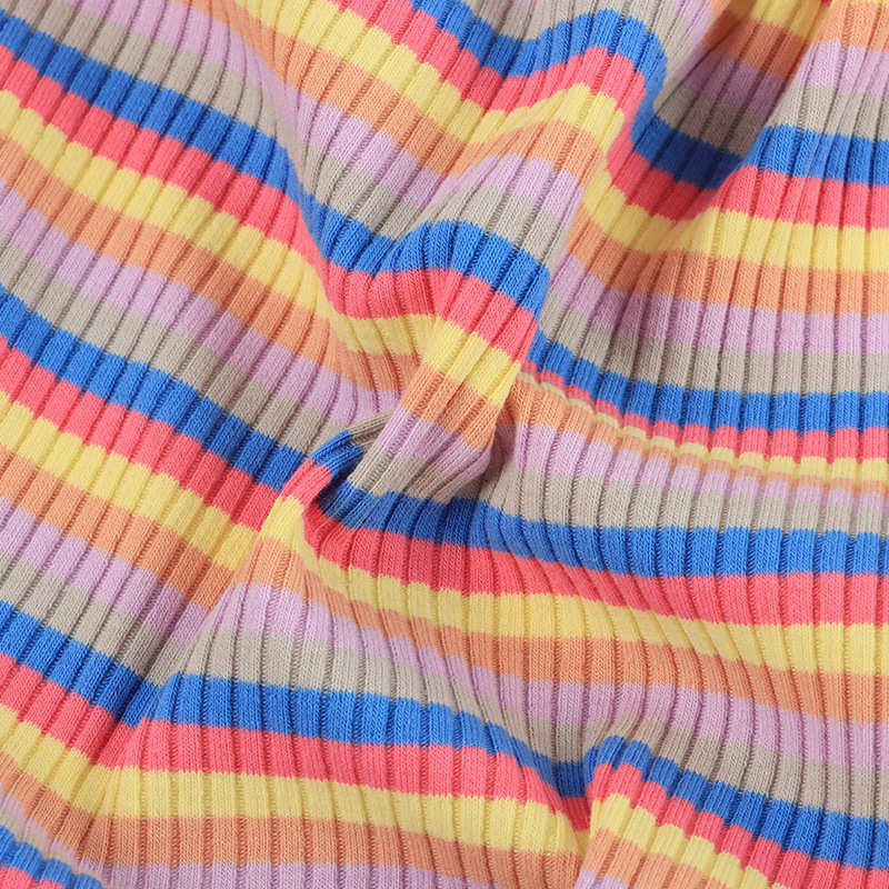 批发 32S棉拉架色织坑条螺纹 4*3棉氨纶条纹汗布 多巴胺针织面料