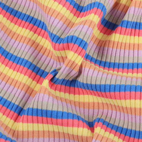 批发 32S棉拉架色织坑条螺纹 4*3棉氨纶条纹汗布 多巴胺针织面料