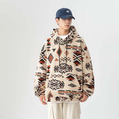 Coat Wool Cotton Pattern Print Winter Mens Sweatshirt Wear
