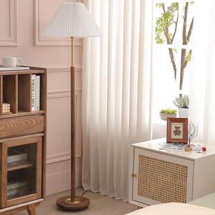 北欧胡桃落地灯i古ns风铜百木褶装 客厅轻奢复怀旧943民宿 饰黄美式