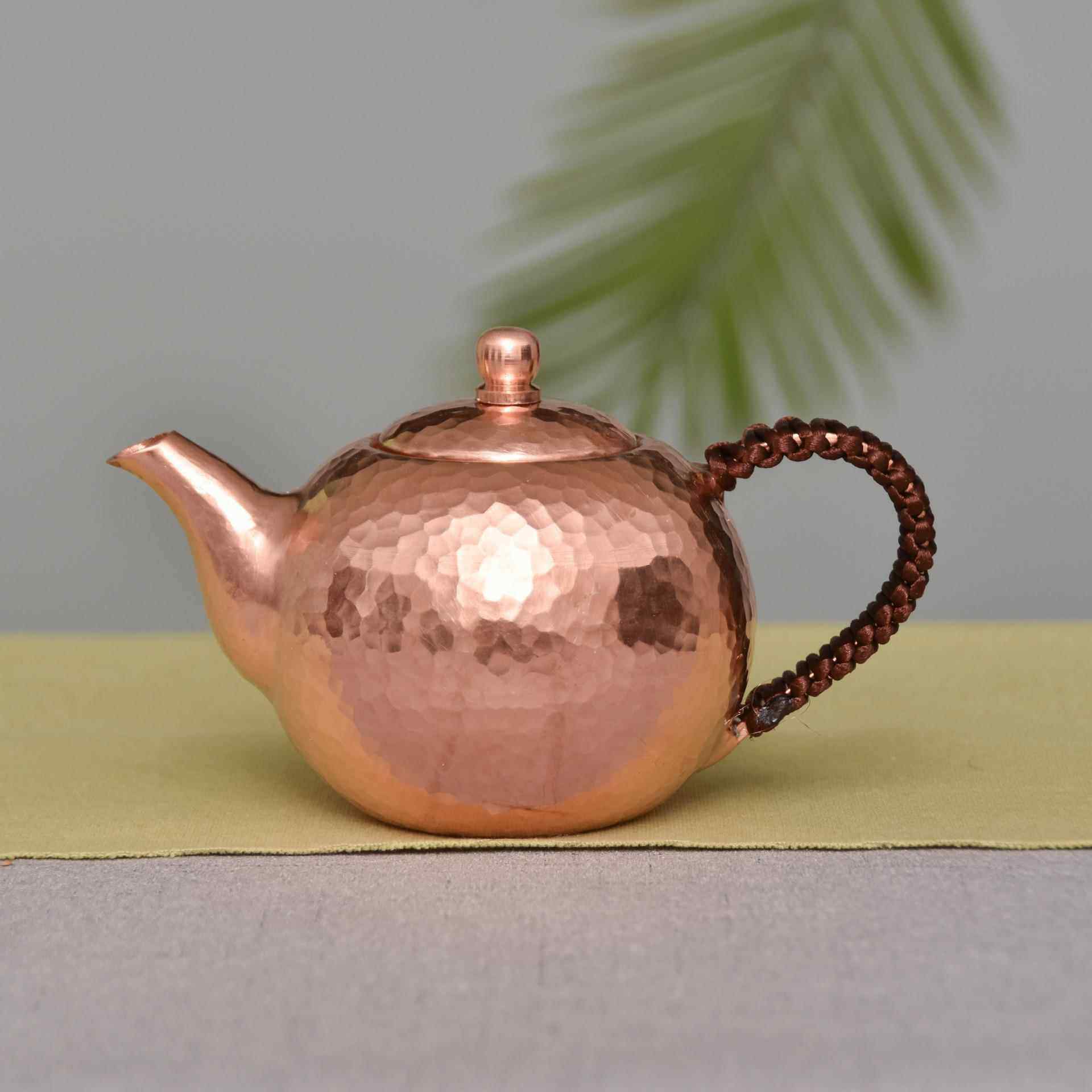 加厚纯紫铜壶泡茶壶沏茶壶手工小铜壶茶艺壶锤点仿古壶