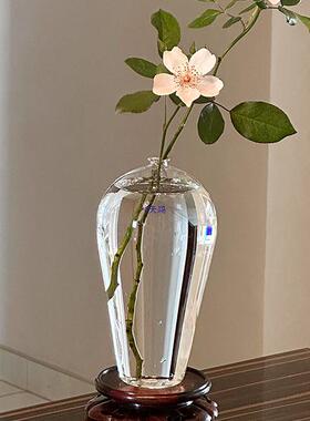 情绪稳定花瓶轻奢感摆件客厅插花玻璃透明水养插花创意中式