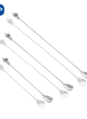 KLP收藏级中指手工鸡尾酒调酒勺调酒棒四次抛光细螺纹直杆吧勺