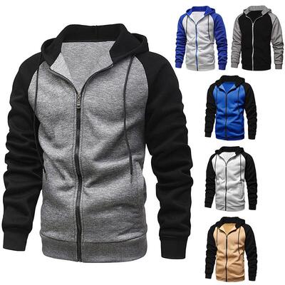 Men 2 Set Fleece Lined Zip Hoodie Sweatpants Stripe Open