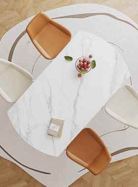 包桌邮CZ002餐岩板餐椅现代简约轻奢白色奶油风小户型折组合叠可