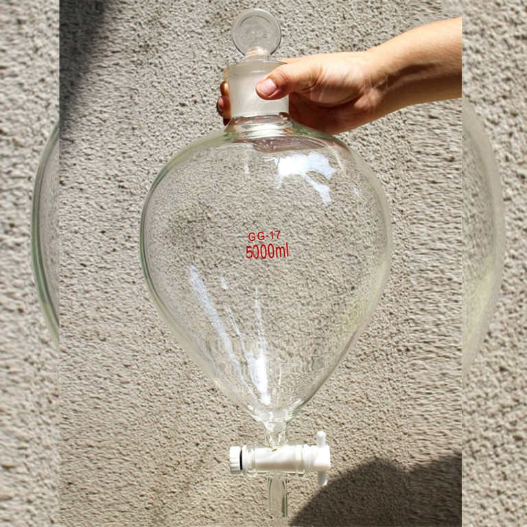 厚料桃型玻璃分液漏斗2000/3000/5000ml重锥形四氟2L3L5L出口品质