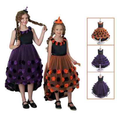 女童礼服连衣裙拖尾花瓣蛋糕裙晚礼服晚宴裙万圣节儿童演出服定制