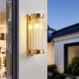 全铜壁灯太阳能防水别墅门柱灯简约户外阳台庭院入户大门口柱子灯