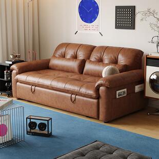 木宫匠家俱胖猫沙发床中古风小户型客厅沙发两用折叠两用2025新款