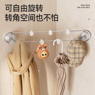 吸盘不锈钢排钩入户门玄关钥匙挂钩收纳创意门后挂衣架免打孔壁挂