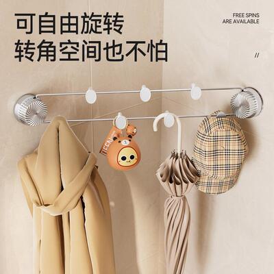 吸盘不锈钢排钩入户门玄关钥匙挂钩收纳创意门后挂衣架免打孔壁挂