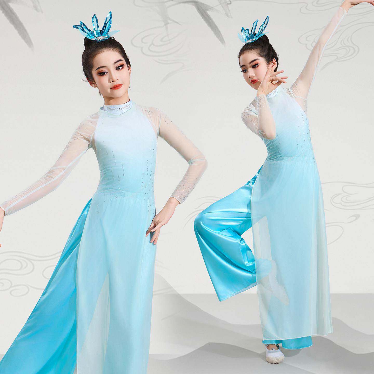 春晚同款儿童古典舞舞蹈演出服喜雨同款舞蹈服女童现代群舞表演服