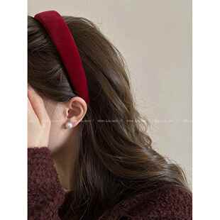 红色发箍女2025新款宽边压发洗脸头箍高级感洋气时尚头饰发卡头窟