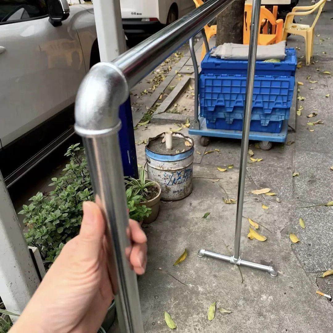 钢管晾衣架单杆落地暖气管家用阳台挂衣架简易晒被子晾衣杆凉衣架