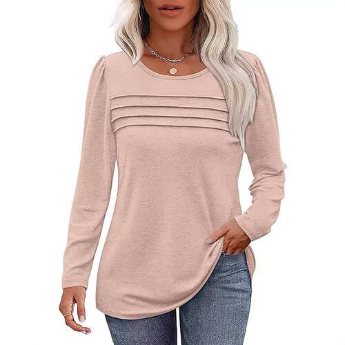Sleeve Shirts Women Fall 2025 Dressy Casual Blouses Pleated