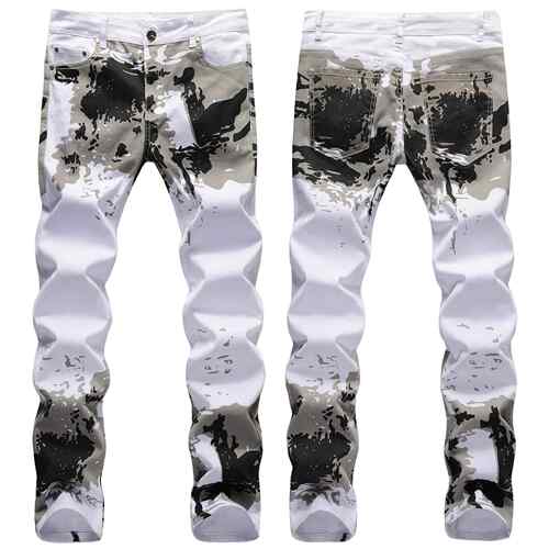 jeans men Casual Comfort White Pants birthday outfits Mid