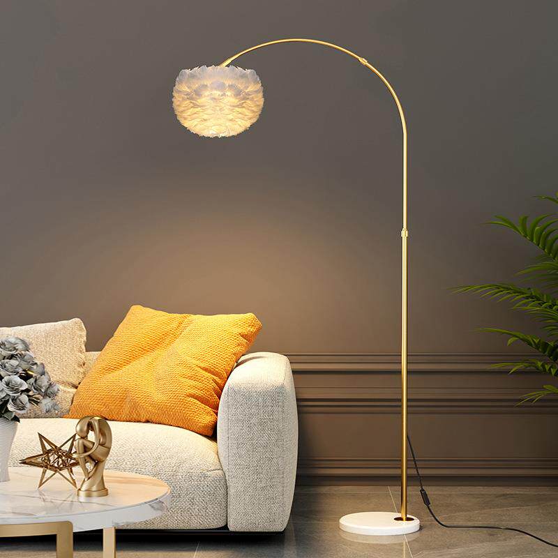 羽毛落地灯客厅沙发旁摆件创意网红ins风轻奢卧室床头立式台灯具
