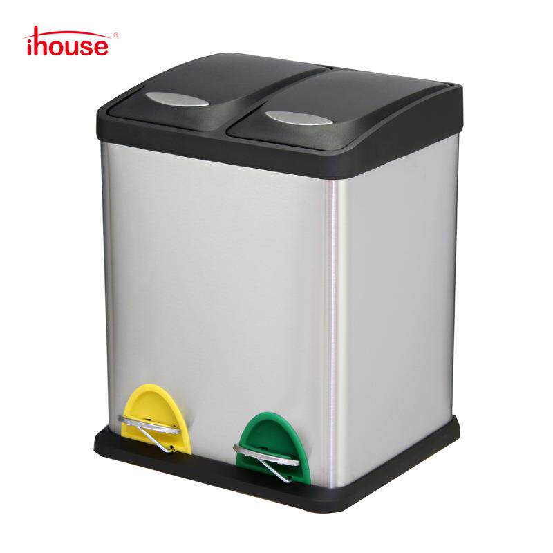 ihouse不锈钢垃圾桶厨房分类垃圾桶家用16L干湿分离垃圾桶现货