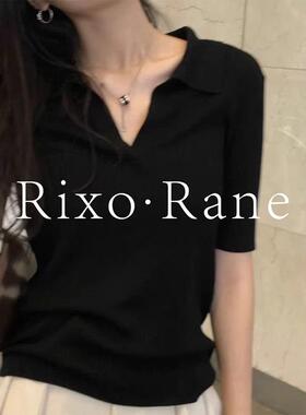 法国Rixo Rane 高端定制法式Polo领针织短袖轻薄透气T恤衫上衣