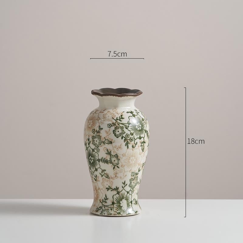 正品美式乡村插高古田园风陶瓷花瓶摆件水培花客厅餐桌复装饰花器