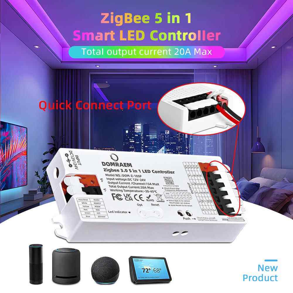 DOMRAEMZigbee五合一控制器LED灯带调色器20AAlexa智能控制